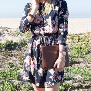 Daniel Rainn 3/4 Sleeve Floral Shirt Dress